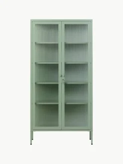 Metalen vitrinekast The Collector met geribbeld glas^Mustard Made Online