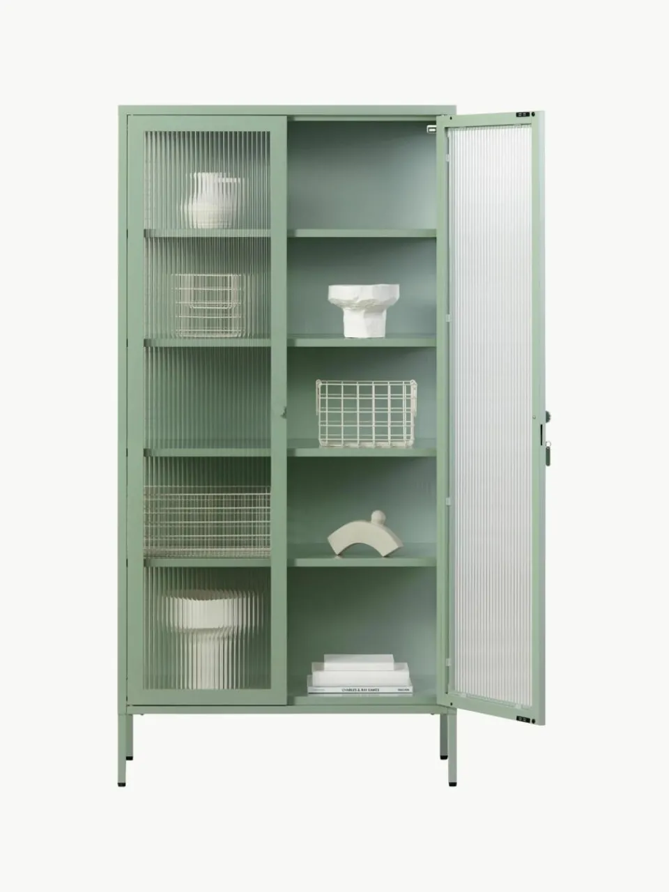 Metalen vitrinekast The Collector met geribbeld glas^Mustard Made Online