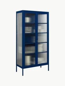 Metalen vitrinekast The Collector met geribbeld glas^Mustard Made Hot