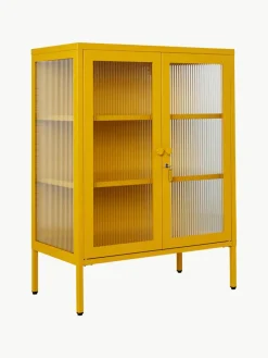 Metalen vitrinekast The Mixer met geribbeld glas^Mustard Made Discount