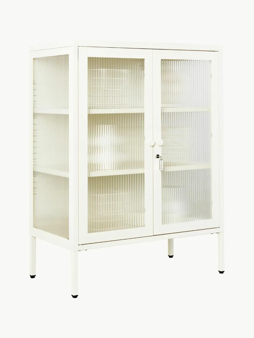 Metalen vitrinekast The Mixer met geribbeld glas^Mustard Made Sale