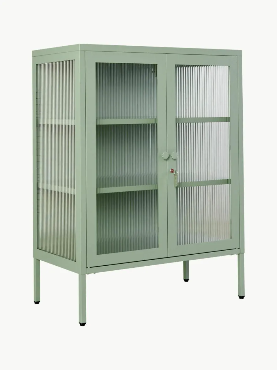 Metalen vitrinekast The Mixer met geribbeld glas^Mustard Made Best