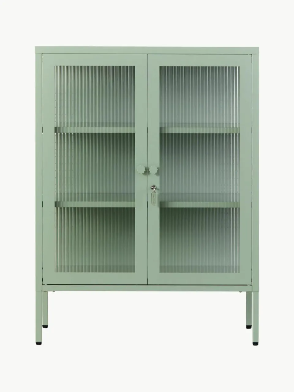 Metalen vitrinekast The Mixer met geribbeld glas^Mustard Made Best