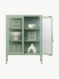Metalen vitrinekast The Mixer met geribbeld glas^Mustard Made Best