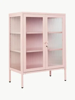 Metalen vitrinekast The Mixer met geribbeld glas^Mustard Made Fashion
