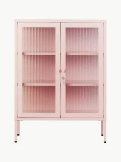 Metalen vitrinekast The Mixer met geribbeld glas^Mustard Made Fashion