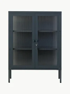 Metalen vitrinekast The Mixer met geribbeld glas^Mustard Made Best
