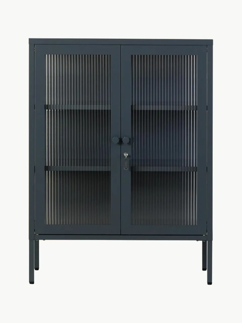 Metalen vitrinekast The Mixer met geribbeld glas^Mustard Made Best