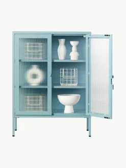 Metalen vitrinekast The Mixer met geribbeld glas^Mustard Made Sale