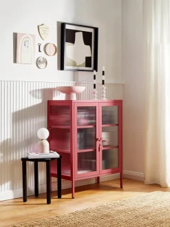 Metalen vitrinekast The Mixer met geribbeld glas^Mustard Made Sale