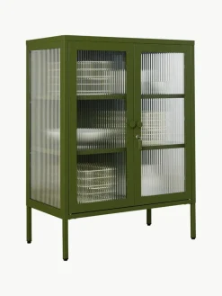 Metalen vitrinekast The Mixer met geribbeld glas^Mustard Made Clearance