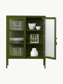 Metalen vitrinekast The Mixer met geribbeld glas^Mustard Made Clearance