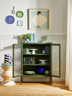 Metalen vitrinekast The Mixer met geribbeld glas^Mustard Made Clearance