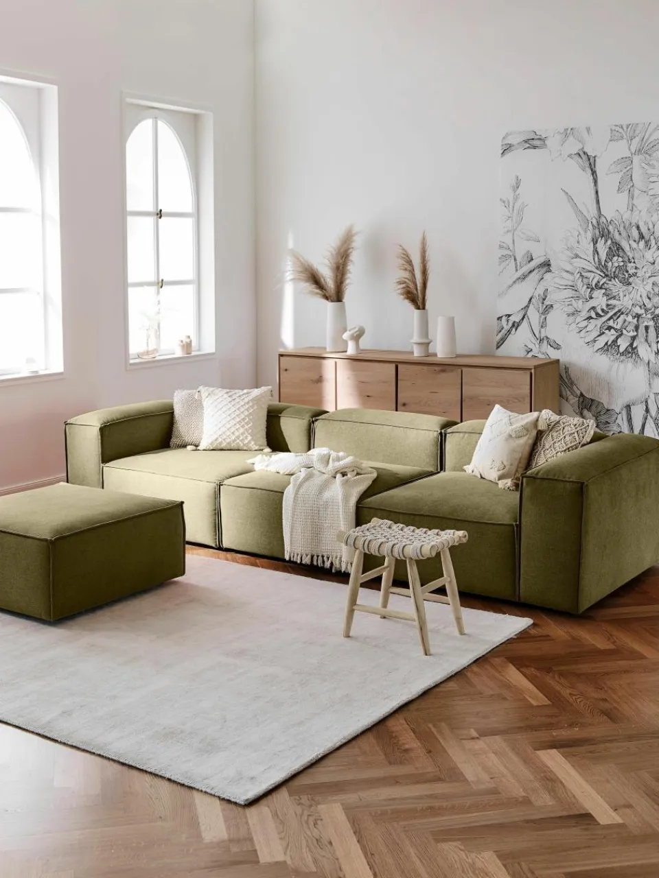 Modulaire bank Lennon (4-zits) met poef (links/rechts)^Westwing Collection Best