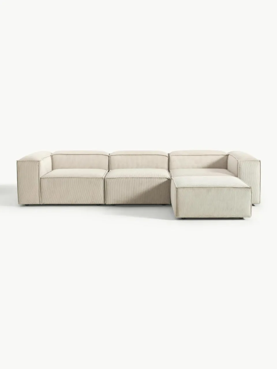 Modulaire bank Lennon (4-zits) van corduroy met poef (links/rechts)^Westwing Collection Clearance