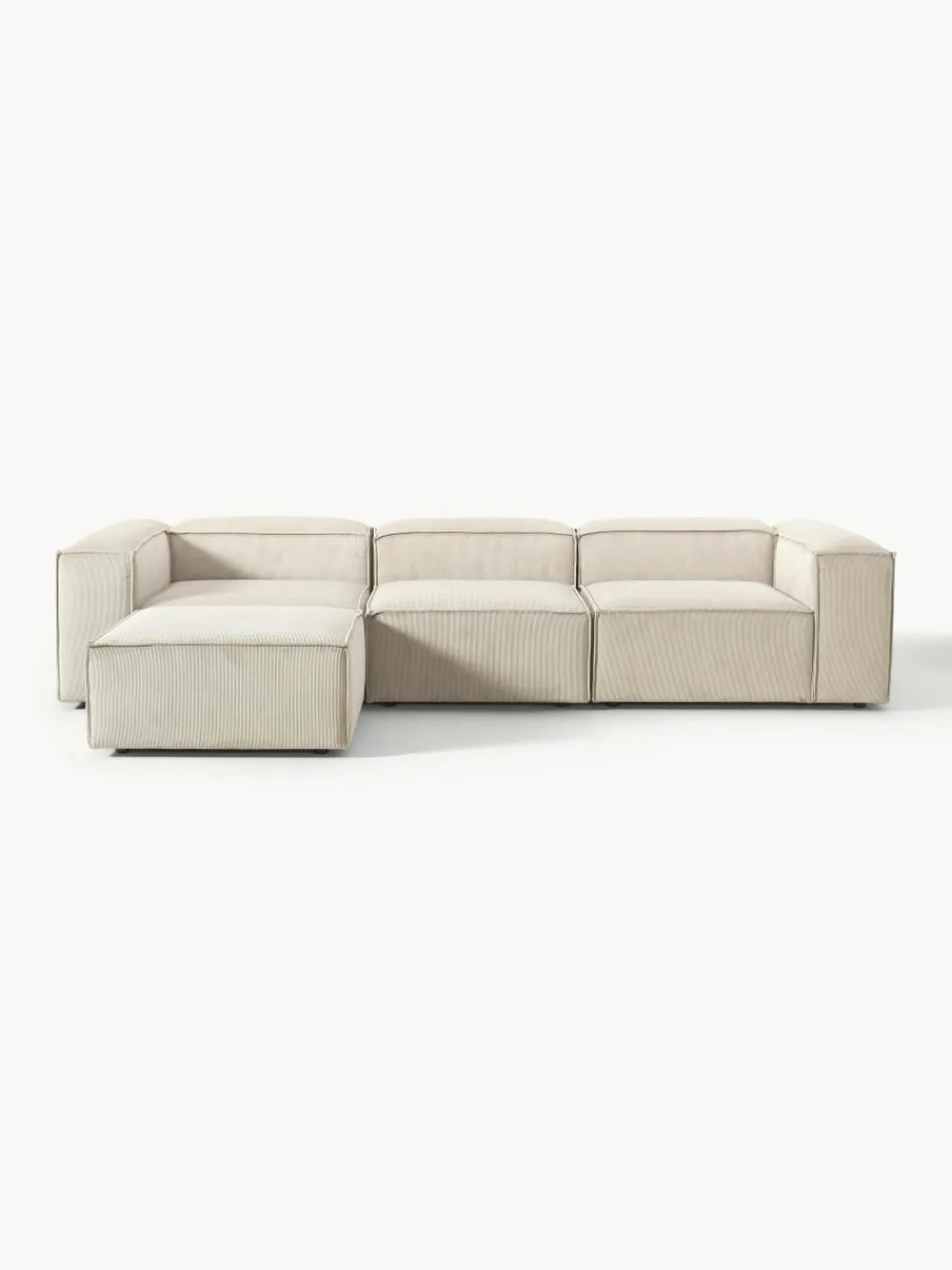 Modulaire bank Lennon (4-zits) van corduroy met poef (links/rechts)^Westwing Collection Clearance