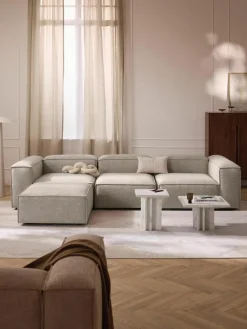 Modulaire bank Lennon (4-zits) van linnenmix met poef (links/rechts)^Westwing Collection Best