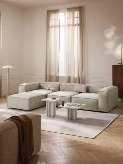 Modulaire bank Lennon (4-zits) van linnenmix met poef (links/rechts)^Westwing Collection Best