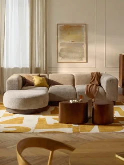 Modulaire bank Natalie (3-zits) van teddy-bouclé met poef^Westwing Collection Outlet