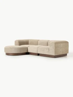 Modulaire bank Natalie (3-zits) van teddy-bouclé met poef^Westwing Collection Outlet