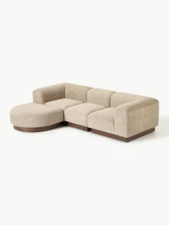 Modulaire bank Natalie (3-zits) van teddy-bouclé met poef^Westwing Collection Outlet
