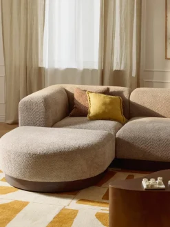Modulaire bank Natalie (3-zits) van teddy-bouclé met poef^Westwing Collection Outlet