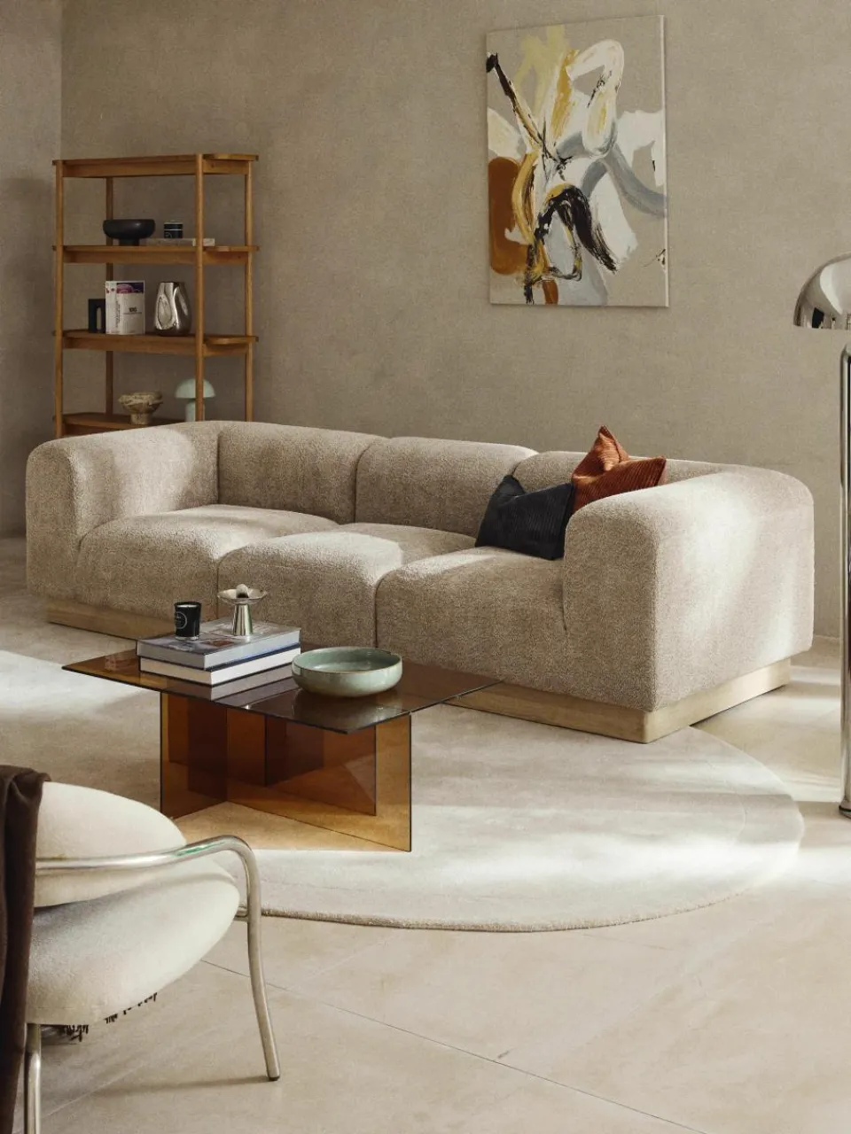 Modulaire bank Natalie (3-zits) van teddy-bouclé^Westwing Collection Outlet
