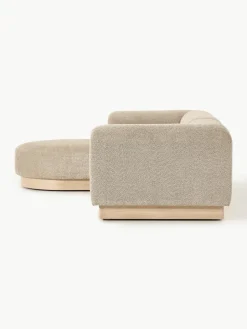 Modulaire bank Natalie (3-zits) van teddy-bouclé met poef^Westwing Collection Hot