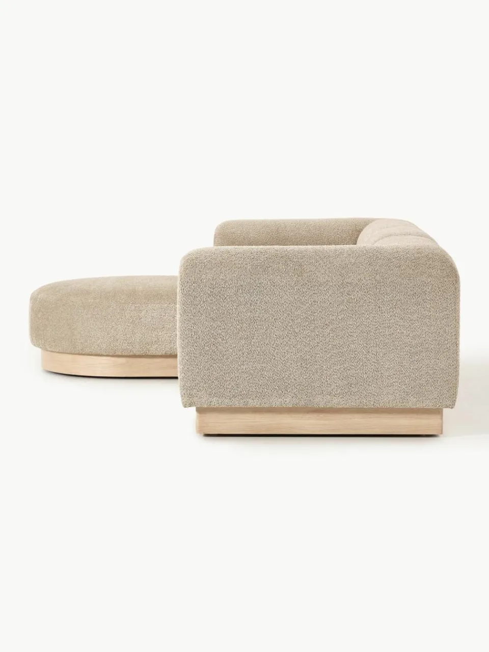 Modulaire bank Natalie (3-zits) van teddy-bouclé met poef^Westwing Collection Hot