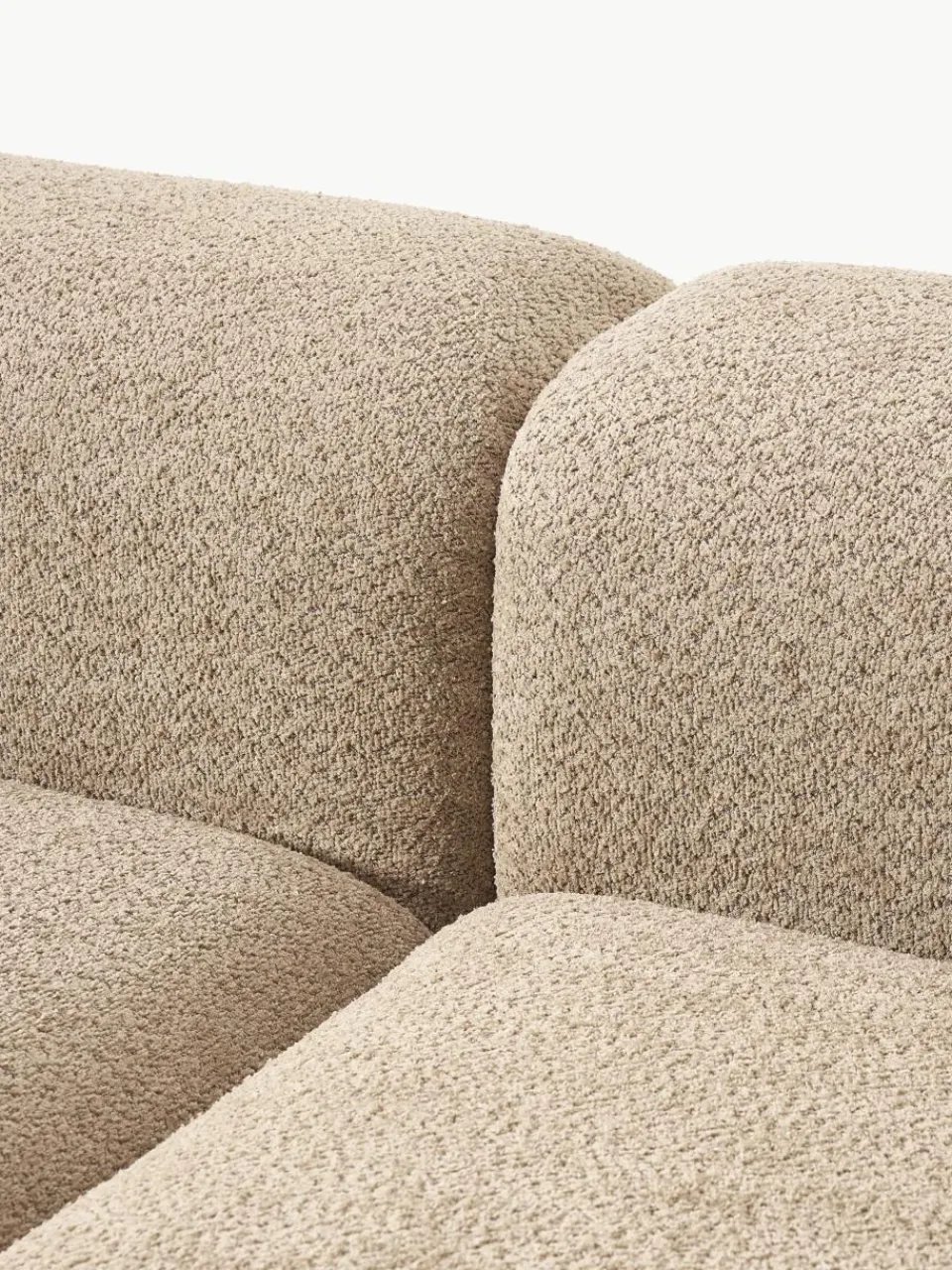 Modulaire bank Natalie (3-zits) van teddy-bouclé met poef^Westwing Collection Hot