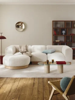 Modulaire bank Natalie (3-zits) van teddy-bouclé met poef^Westwing Collection Best