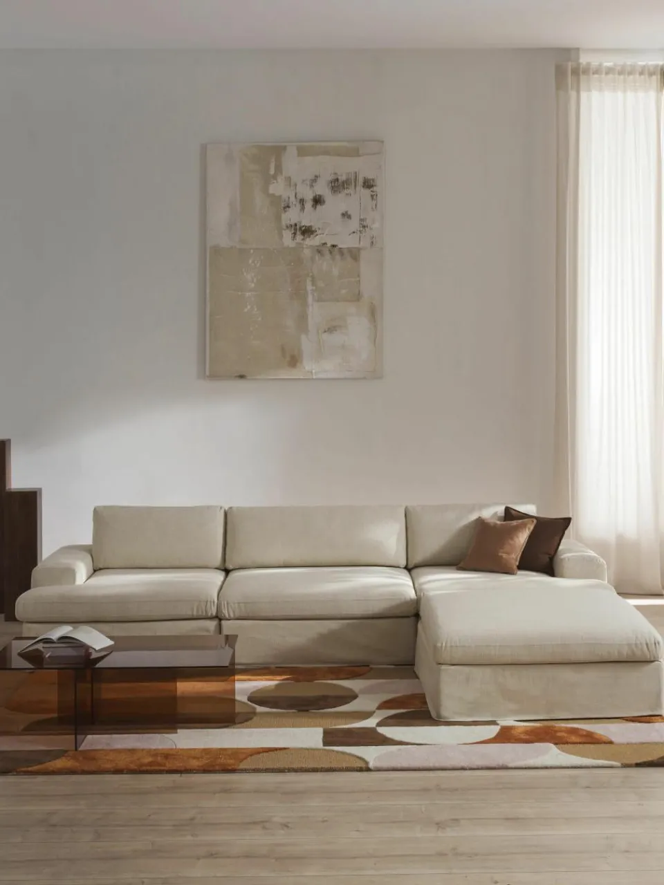 Modulaire bank Russell (4-zits) met poef, met afneembaar hoezen^Westwing Collection Sale