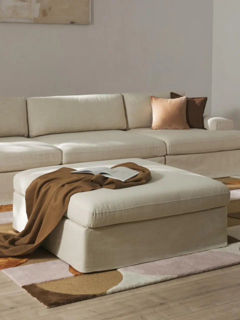 Modulaire bank Russell (4-zits) met poef, met afneembaar hoezen^Westwing Collection Sale