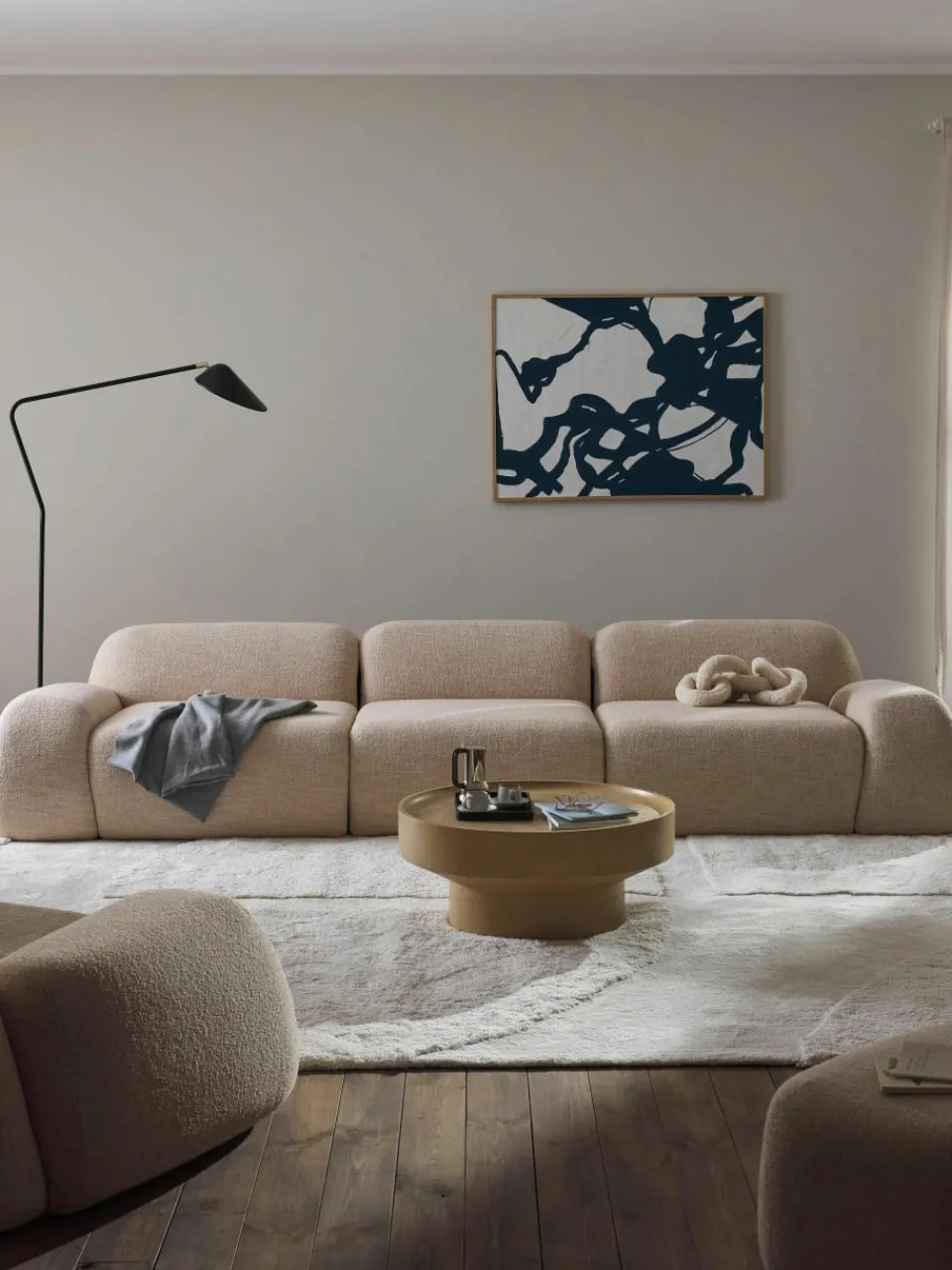 Modulaire bank Wolke (4-zits) van bouclé^Westwing Collection New
