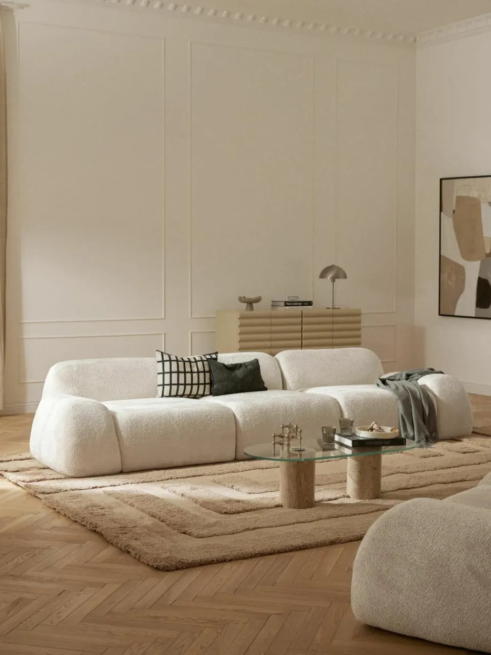 Modulaire bank Wolke (4-zits) van teddy-bouclé^Westwing Collection Best