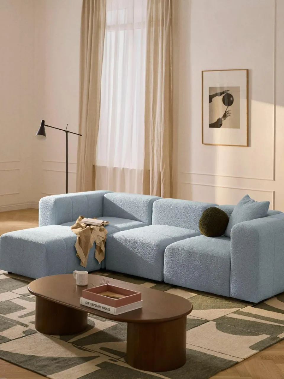 Modulaire bouclé bank Lena (4-zits) met kruk^Westwing Collection Online