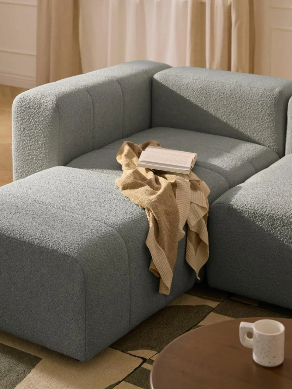 Modulaire bouclé bank Lena (4-zits) met kruk^Westwing Collection Outlet