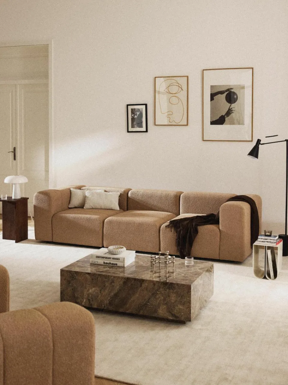 Modulaire bouclé bank Lena (4-zits)^Westwing Collection New