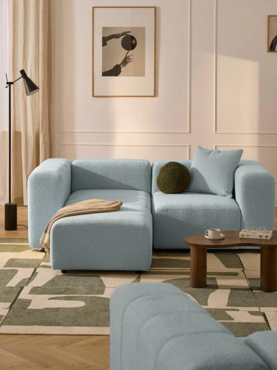 Modulaire bouclé bank Lena (3-zits) met kruk^Westwing Collection Clearance