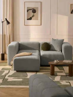 Modulaire bouclé bank Lena (3-zits) met kruk^Westwing Collection Fashion