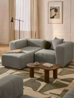 Modulaire bouclé bank Lena (3-zits) met kruk^Westwing Collection Fashion