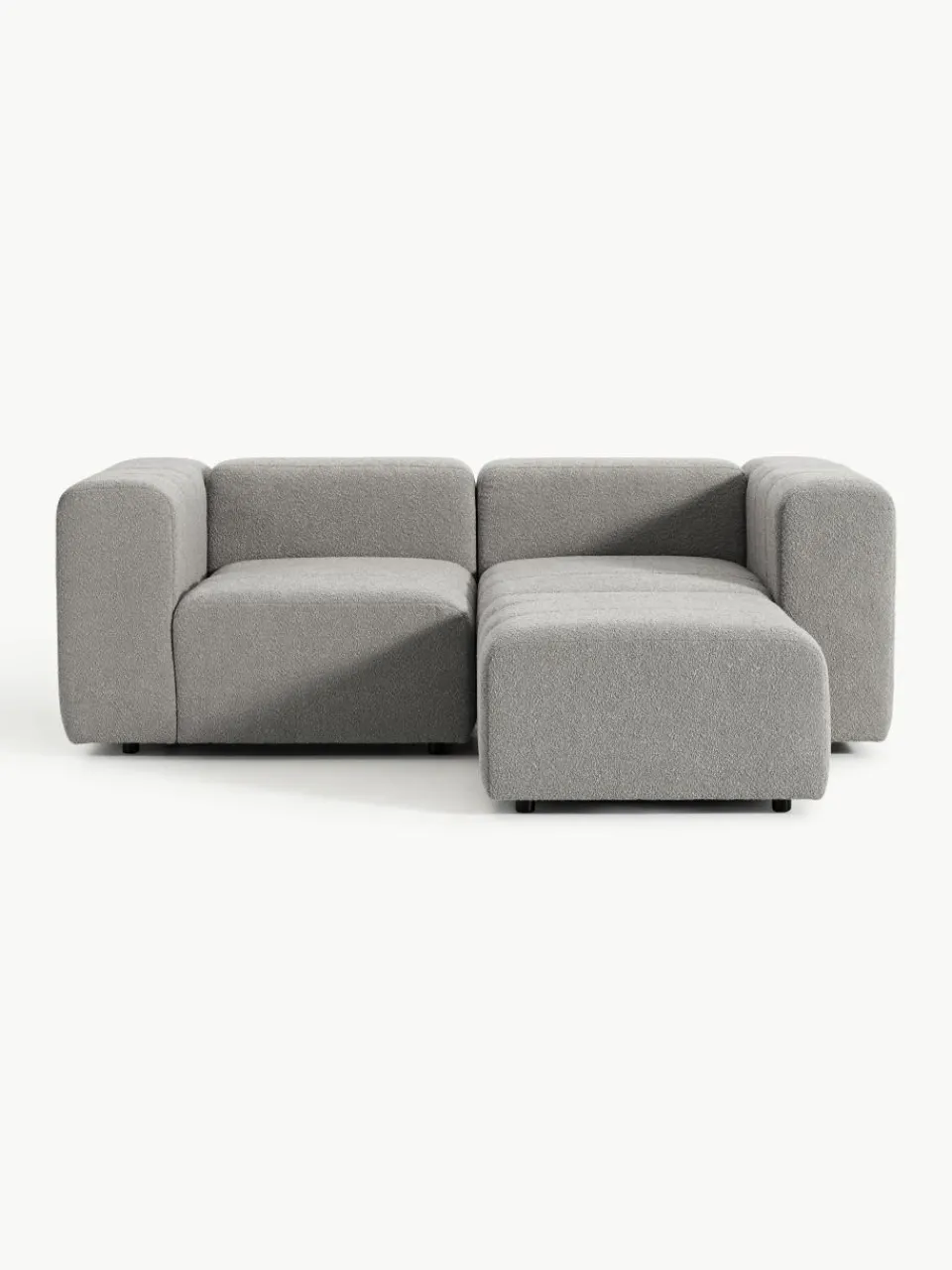 Modulaire bouclé bank Lena (3-zits) met kruk^Westwing Collection Fashion