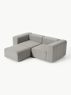 Modulaire bouclé bank Lena (3-zits) met kruk^Westwing Collection Fashion