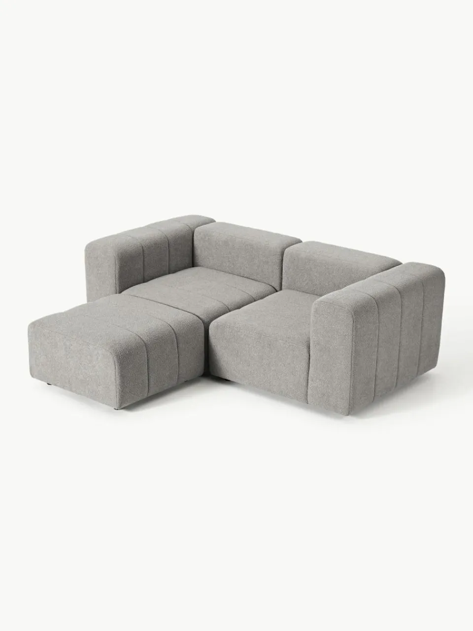 Modulaire bouclé bank Lena (3-zits) met kruk^Westwing Collection Fashion