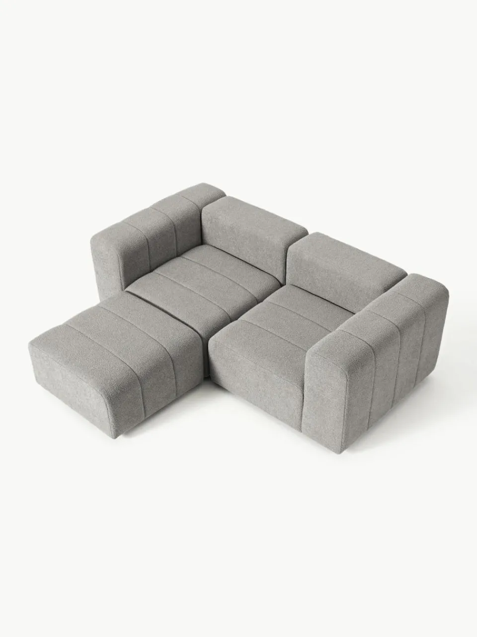 Modulaire bouclé bank Lena (3-zits) met kruk^Westwing Collection Fashion