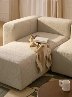 Modulaire bouclé bank Lena (4-zits) met kruk^Westwing Collection Fashion
