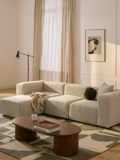 Modulaire bouclé bank Lena (4-zits) met kruk^Westwing Collection Fashion