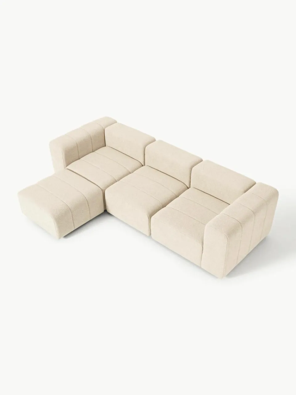 Modulaire bouclé bank Lena (4-zits) met kruk^Westwing Collection Fashion