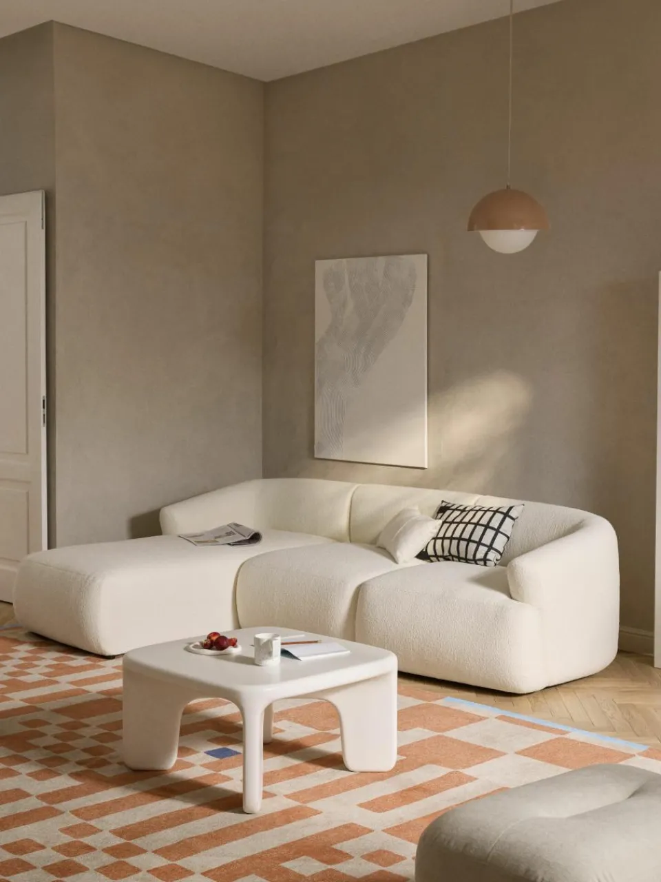 Modulaire bouclé hoekbank Sofia (3-zits)^Westwing Collection Online