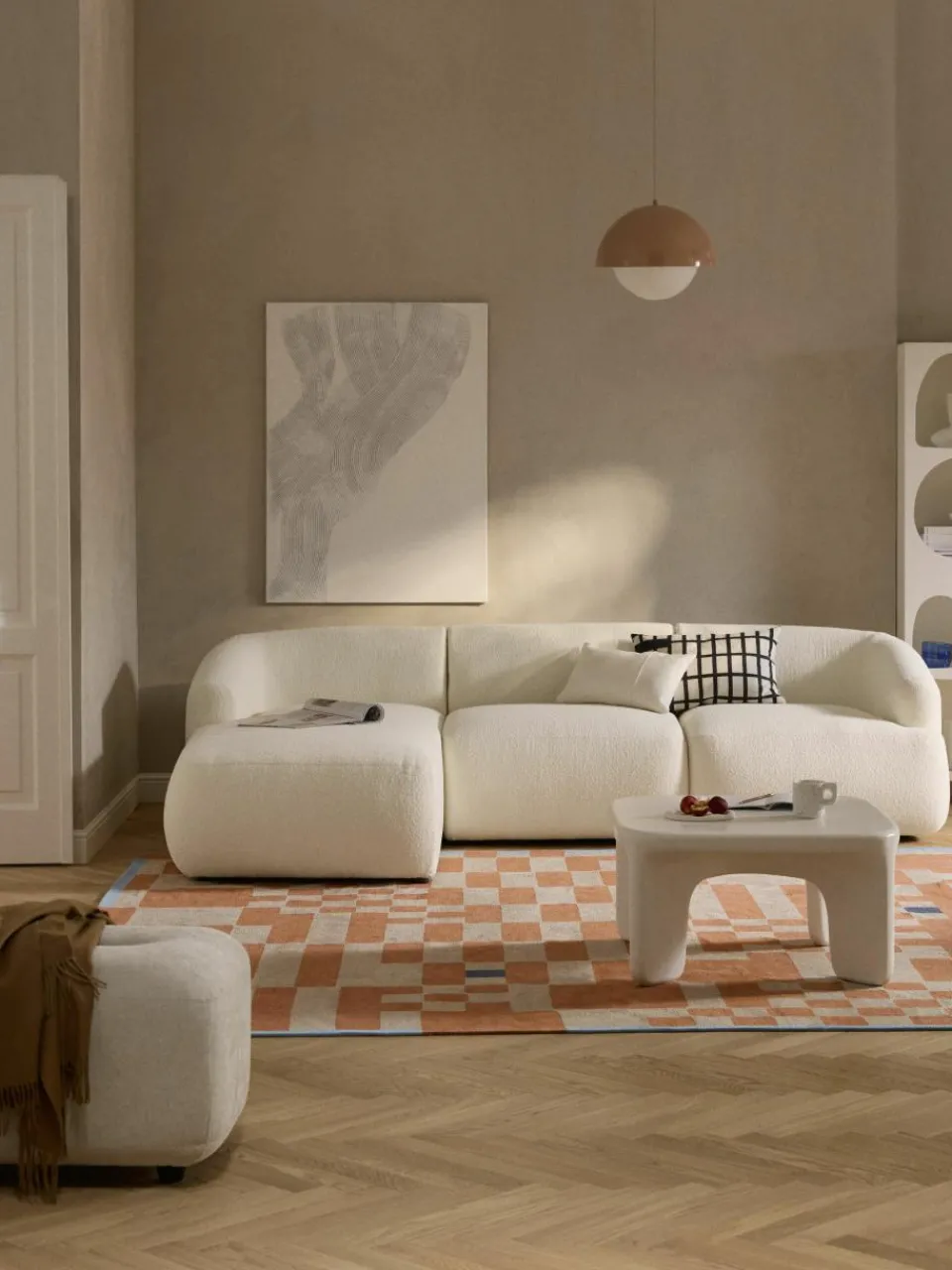 Modulaire bouclé hoekbank Sofia (3-zits)^Westwing Collection Online